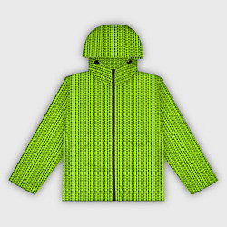 Ветровка с капюшоном женская Ярко-зелёный в маленькие чёрные полоски, цвет: 3D-черный