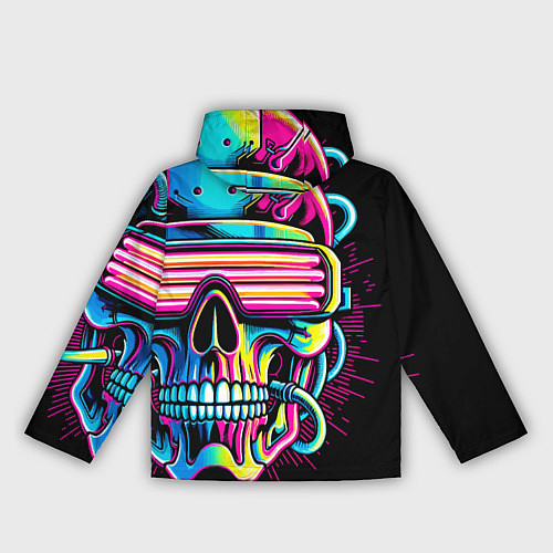 Женская ветровка Cyber skull - ai art neon / 3D-Черный – фото 2