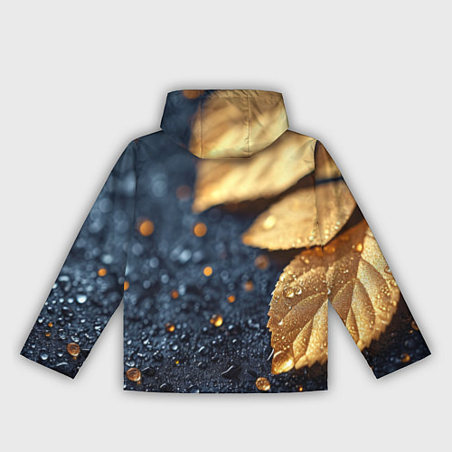 Женская ветровка Золотые листья на темном фоне / 3D-Черный – фото 2