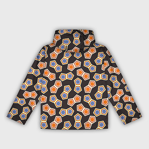 Женская ветровка Сине-оранжевая мозаика на черном / 3D-Черный – фото 2