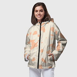 Ветровка с капюшоном женская Бежевый пятнистый паттерн, цвет: 3D-черный — фото 2