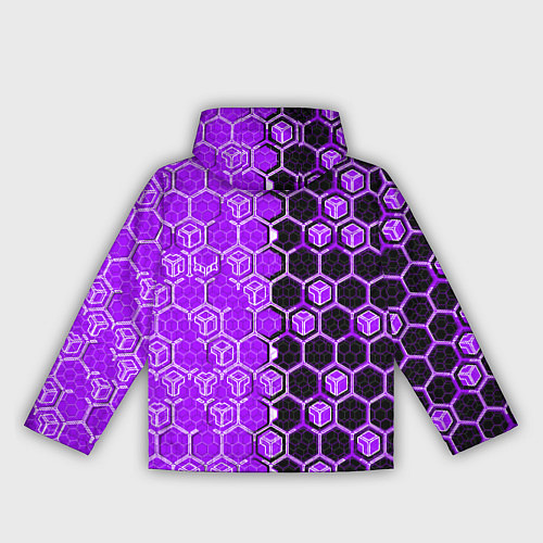 Женская ветровка Техно-киберпанк шестиугольники фиолетовый и чёрный / 3D-Белый – фото 2