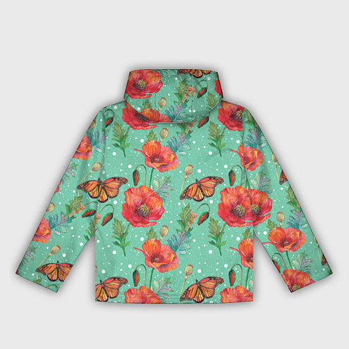 Женская ветровка Красные маки и бабочка монарх / 3D-Белый – фото 2