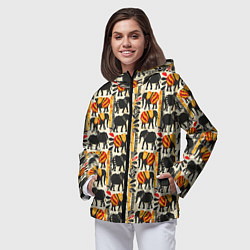 Ветровка с капюшоном женская Африканские узор слон, цвет: 3D-черный — фото 2
