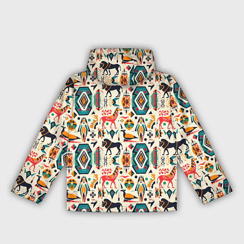 Женская ветровка Африканские узор лев и жираф / 3D-Белый – фото 2