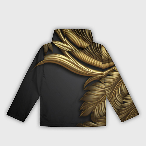 Женская ветровка Золотые объемные листья на черном / 3D-Белый – фото 2