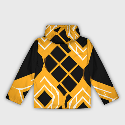 Женская ветровка Чёрные квадраты и белые полосы на оранжевом фоне / 3D-Черный – фото 2