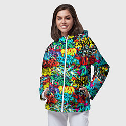 Ветровка с капюшоном женская Dance graffiti, цвет: 3D-белый — фото 2