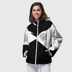 Ветровка с капюшоном женская Герб рф абстрактные краски, цвет: 3D-белый — фото 2