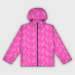 Ветровка с капюшоном женская Пара розовых фламинго, цвет: 3D-черный