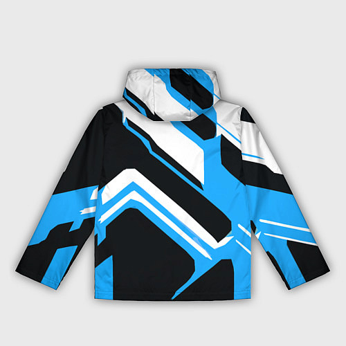 Женская ветровка Бело-голубые линии на чёрном фоне / 3D-Черный – фото 2