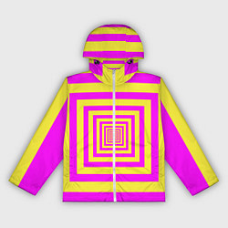 Ветровка с капюшоном женская Удаление квадратов - оптический коридор желтый, цвет: 3D-белый