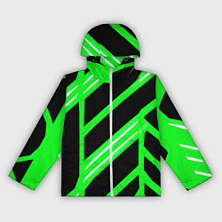 Ветровка с капюшоном женская Чёрно-белые полосы на зелёном фоне, цвет: 3D-белый