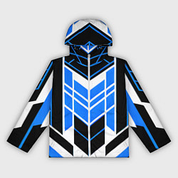 Ветровка с капюшоном женская Blue and black stripes on a white background, цвет: 3D-белый