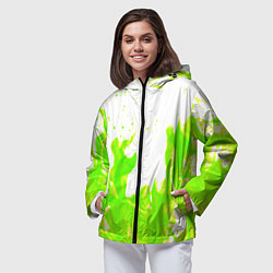 Ветровка с капюшоном женская Кислотный огонь, цвет: 3D-черный — фото 2