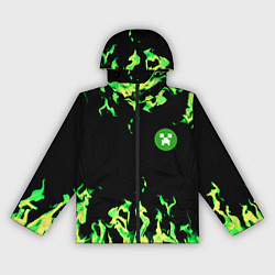 Ветровка с капюшоном женская Minecraft green flame, цвет: 3D-черный