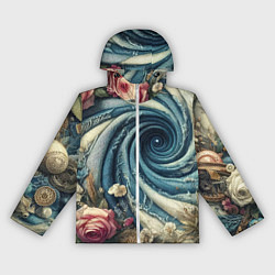 Ветровка с капюшоном женская Джинсовая воронка нитки и цветы - нейросеть, цвет: 3D-белый