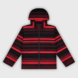 Ветровка с капюшоном женская Тёмный красный в яркую полоску, цвет: 3D-черный