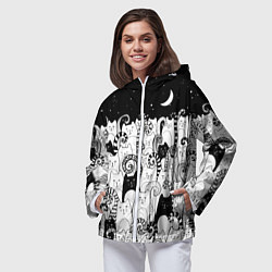 Ветровка с капюшоном женская Коты с креативными хвостами, цвет: 3D-белый — фото 2