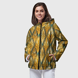 Ветровка с капюшоном женская Золото осени травинки, цвет: 3D-черный — фото 2