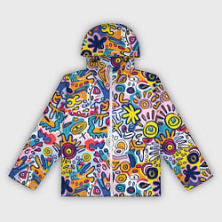 Ветровка с капюшоном женская Солнце и морские звёзды абстракция, цвет: 3D-белый