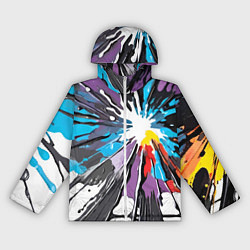 Ветровка с капюшоном женская Кляксы краски - абстракция, цвет: 3D-белый