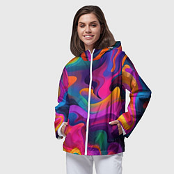 Ветровка с капюшоном женская Неоновые формы, цвет: 3D-белый — фото 2