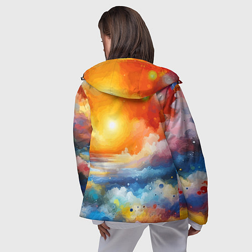 Женская ветровка Закат солнца - разноцветные облака / 3D-Черный – фото 4