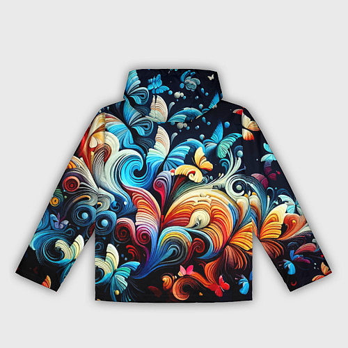 Женская ветровка Бабочки и цветы в ночи - фантазия / 3D-Белый – фото 2