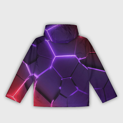 Женская ветровка Красно-фиолетовые неоновые плиты в разломе / 3D-Белый – фото 2