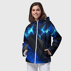 Ветровка с капюшоном женская Абстракция синяя из градиента и линий, цвет: 3D-белый — фото 2