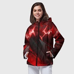 Ветровка с капюшоном женская Яркая красная объемная абстракция, цвет: 3D-черный — фото 2