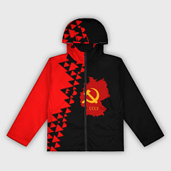 Ветровка с капюшоном женская СССР геометрия прошлого, цвет: 3D-черный