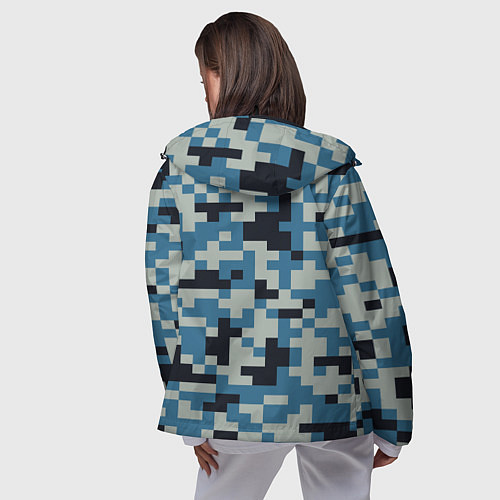 Женская ветровка Пиксельный стиль камуфляж / 3D-Черный – фото 4