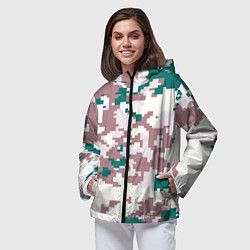 Ветровка с капюшоном женская Пиксельный камуфляж европа, цвет: 3D-черный — фото 2