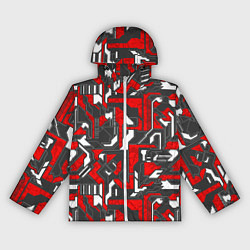 Ветровка с капюшоном женская Абстракция геометрический паттерн, цвет: 3D-белый