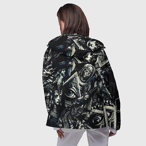 Женская ветровка Глаз в пирамиде и Египетские Божества / 3D-Черный – фото 4