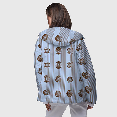 Женская ветровка Цветы шоколадного цвета - абстракция / 3D-Черный – фото 4