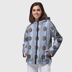 Ветровка с капюшоном женская Цветы шоколадного цвета - абстракция, цвет: 3D-черный — фото 2