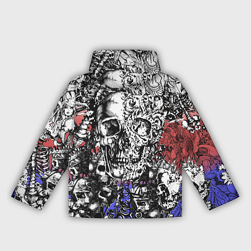 Женская ветровка Череп и скелеты на фоне флага России / 3D-Белый – фото 2