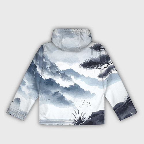 Женская ветровка Японский пейзаж - нейросеть / 3D-Черный – фото 2