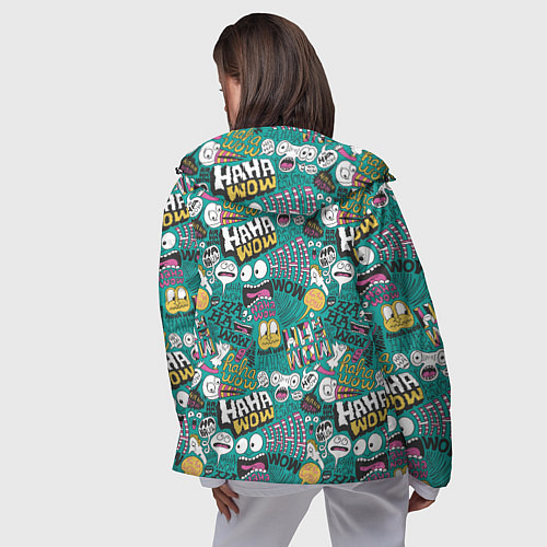 Женская ветровка Ха-ха ничего себе - паттерн с рожицами / 3D-Черный – фото 4