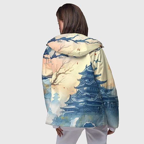 Женская ветровка Japanese landscape - watercolor / 3D-Черный – фото 4