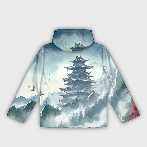 Женская ветровка Японская пагода в тумане - нейросеть / 3D-Белый – фото 2
