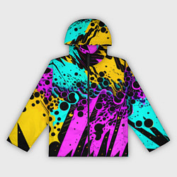 Ветровка с капюшоном женская Разноцветная неоновая абстракция - нейроарт, цвет: 3D-черный