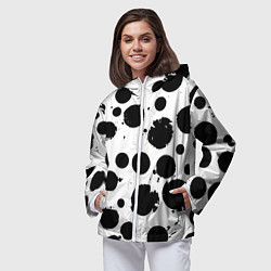 Ветровка с капюшоном женская Abstract black blots - ai art fantasy, цвет: 3D-белый — фото 2