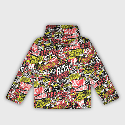 Женская ветровка Супер мото паттерн с надписями и черепками / 3D-Черный – фото 2