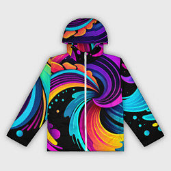 Ветровка с капюшоном женская Яркая красочная абстракция - нейроарт, цвет: 3D-белый