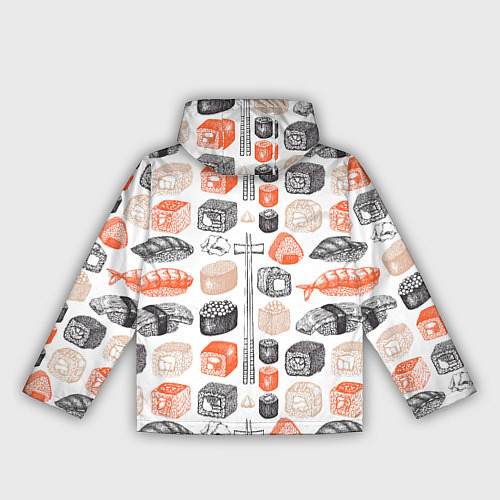 Женская ветровка Орнамент суши паттерн / 3D-Черный – фото 2