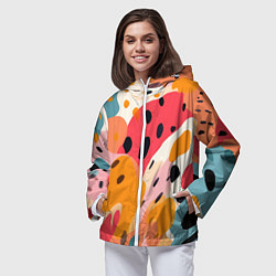 Ветровка с капюшоном женская Яркие пятна, цвет: 3D-белый — фото 2